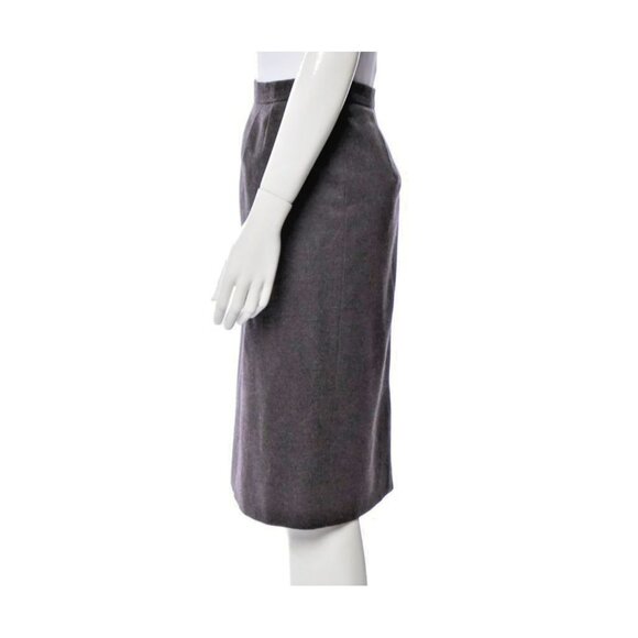 Celine Vintage Wool Skirt - Size 14 US/FR46 Gray Zip Closure Archival Design - Picture 5 of 8